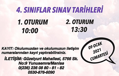 ÖDÜLLÜ SINAV TARİHLERİMİZ